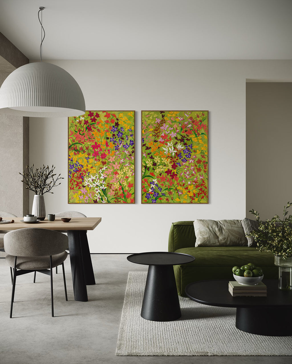 Diptych: Orchids in the Wind I; Orchids in the Wind II